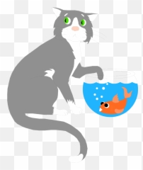 Shark Bowl Cliparts - Cat Fish Bowl Clipart Png Download Emoji,Cat Eating Fish Emoticon Animated Gif