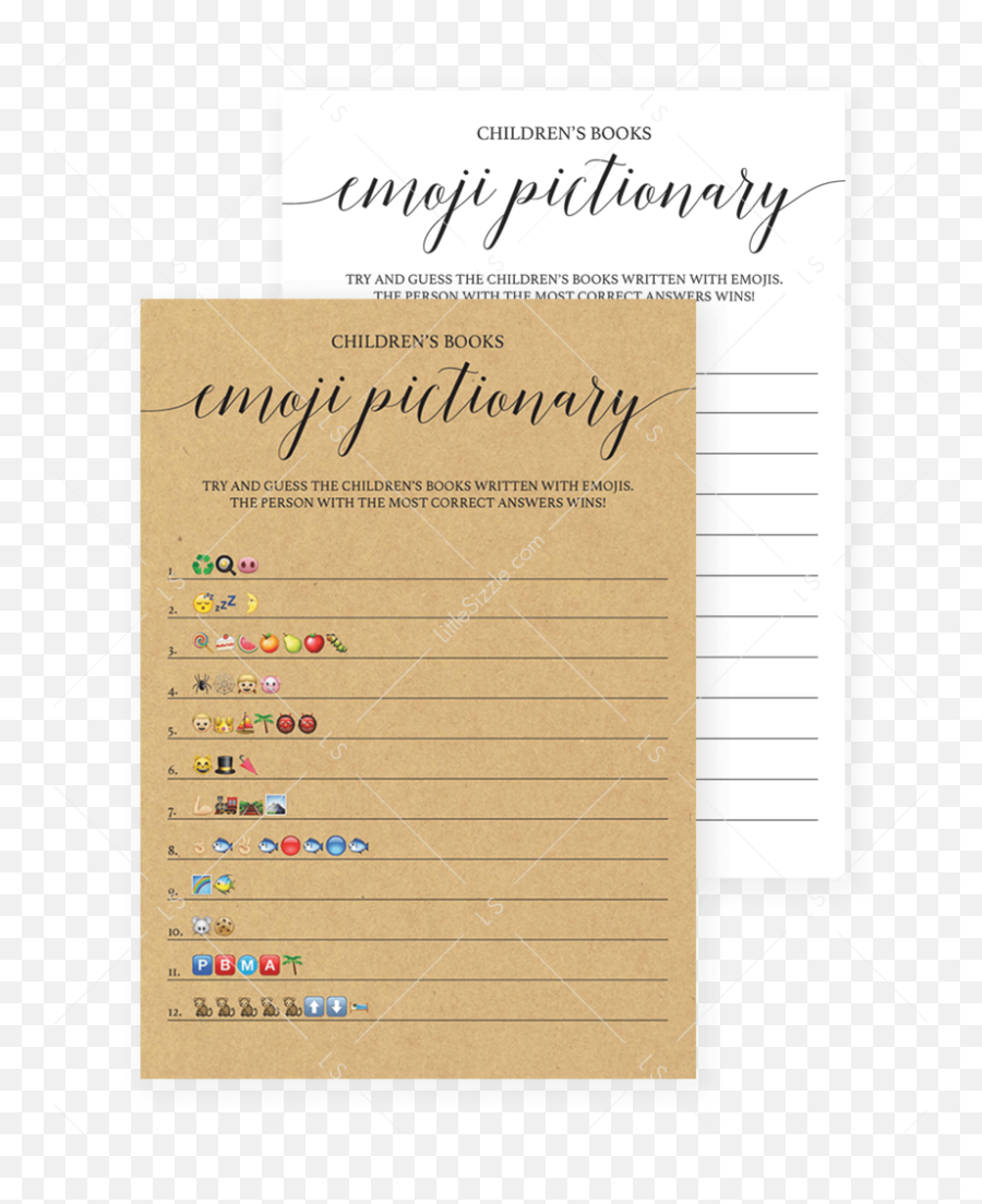 Download Rustic Kraft Emoji Pictionary Baby Shower Game - Baby Shower Emoji Pictionary Free Printable,What Emoji Answers