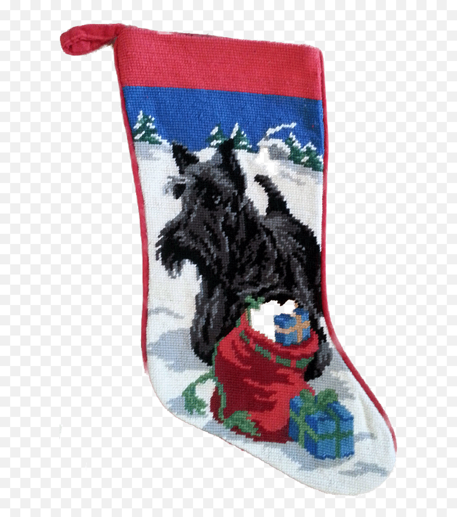 Scottie Scottish Terrier Dog Christmas Needlepoint Stocking - Scottish Terrier Emoji,Emoji Needlepoint