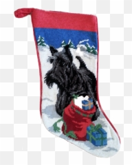 Scottie Scottish Terrier Dog Christmas Needlepoint Stocking - Scottish Terrier Emoji,Emoji Needlepoint