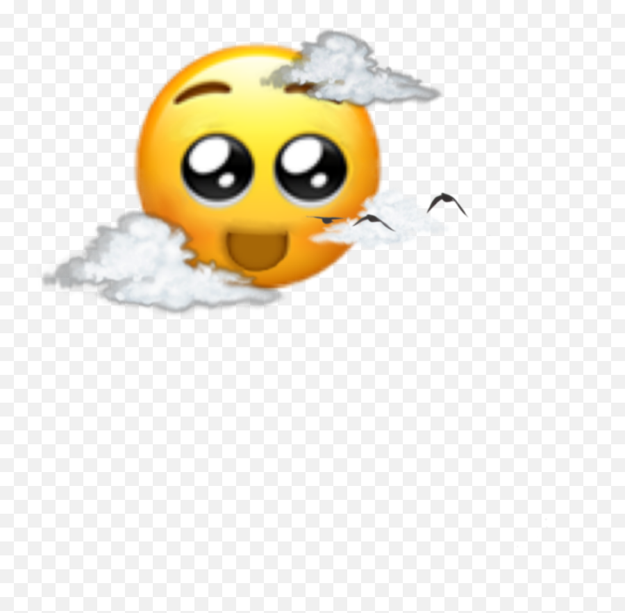 Emoji Emotions Cloud Birds Fly Happy - Happy,Cloud Emoticon