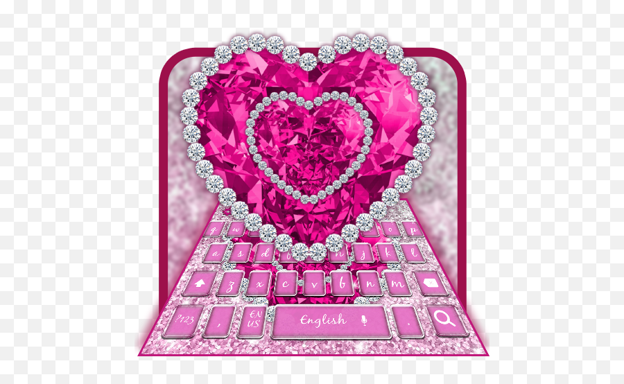 Amazoncom Glitter Pink Diamond Heart Keyboard Theme - Heart Pink Diamond Png Emoji,Heart Made Out Of Emojis