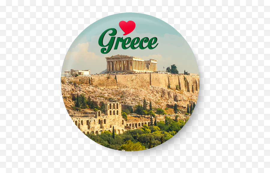 Download Love Greece Fridge Magnet - Acropolis Of Athens Png Acropolis Of Athens Emoji,Magnet Emoji Location