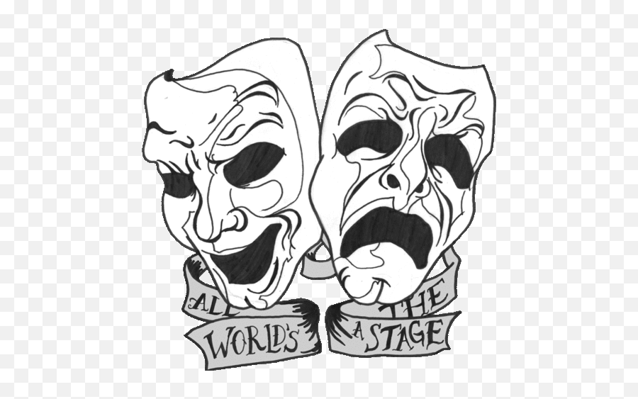 All The Worldu0027s A Stage - William Shakespeare Laugh Now Cry Later Drama Faces Emoji,Masks Of Emotion