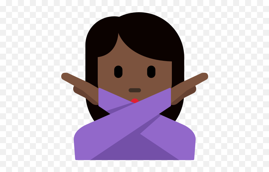 Woman Gesturing No Emoji With Dark Skin - Happy,Woman Crossing Arms Emoji