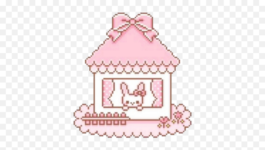 Pixel Pink House Bunny Kawaii Cute - Archaeological Museum Suamox Emoji,Pink Emoji House