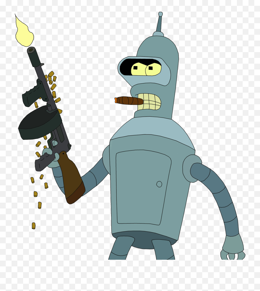 Futurama Bender With Gun Transparent - Bender Futurama Emoji,Bender Emoji