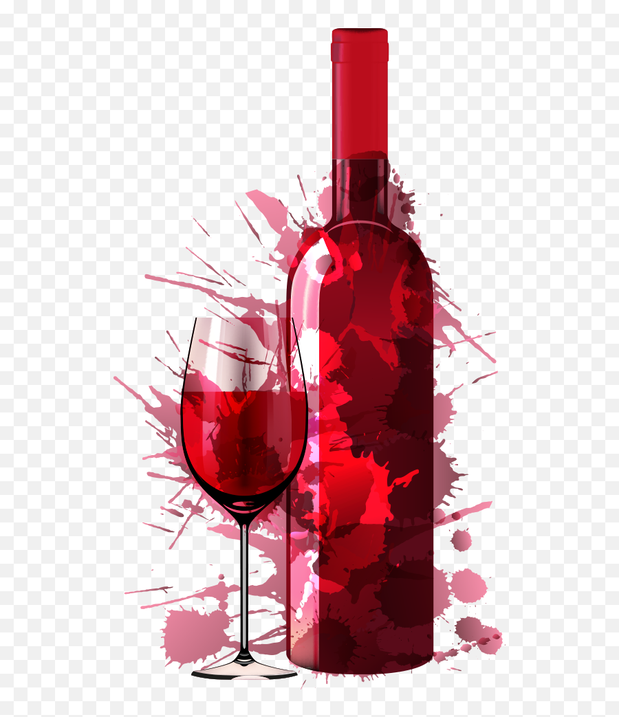 Download Drink Creative Dinner Vector - Bottle Of Wine Painting Png Emoji,Wine Cocktail Martini Sailboat Emoji