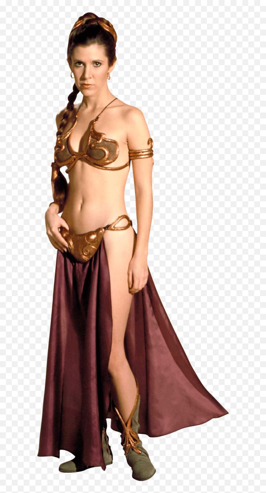Carrie Fisher Princess Leia Transparent Png - Princesse Leia Bikini Doré Emoji,Carrie Fisher Emoji