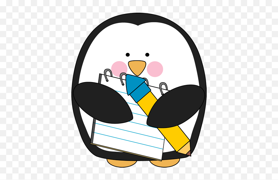 Art Penguin - Penguin With A Pencil Clipart Emoji,Emoji Art Free Neck Scarvesclipart