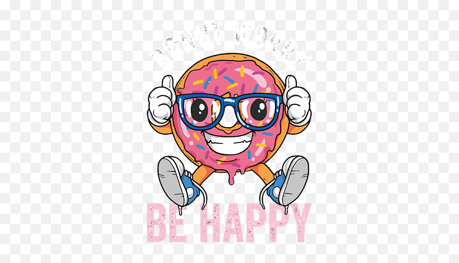 Donut Worry Be Happy Thumbs Up Hipster Doughnut Nerd Glasses - Happy Emoji,Emoticon Glasses Boy