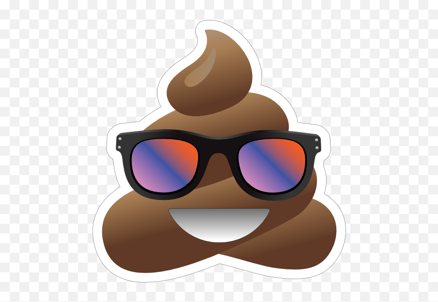 Colorful Sunglasses Poop Emoji Sticker - Poop Emoji With Sunglasses,Colorful Emojis For Printing