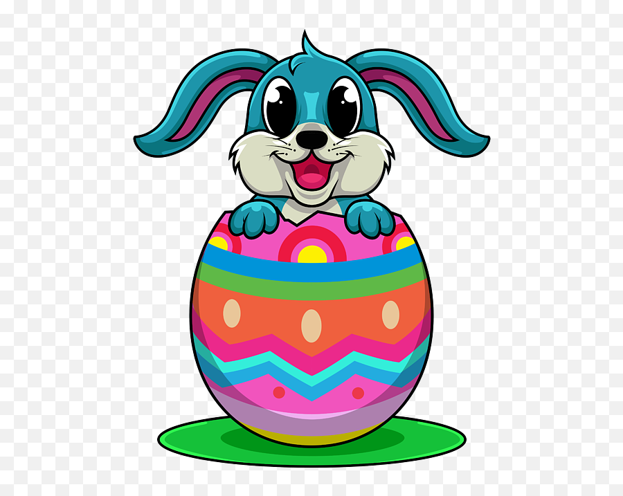 Happy Easter Bunny Sitting In A Colorful Egg Round Beach Emoji,What Is The Emoji Bunny And Egg