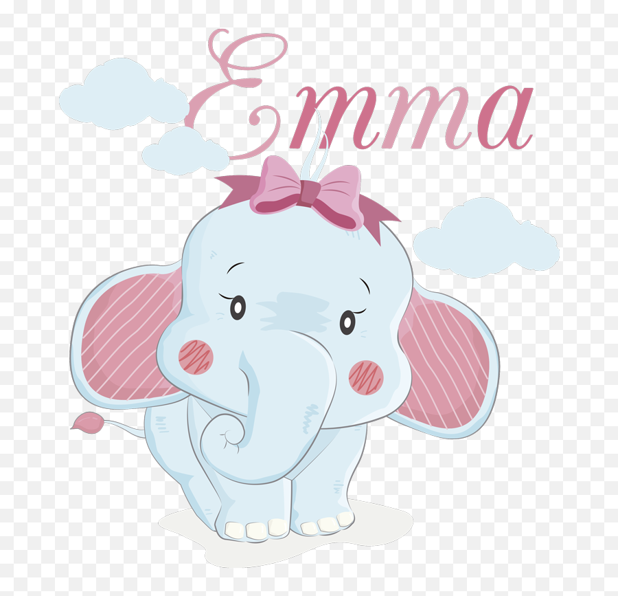 Elephant For Girls With Name Wall Decal - Tenstickers Emoji,Elephant Made Of Emojis