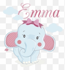 Elephant For Girls With Name Wall Decal - Tenstickers Emoji,Elephant Made Of Emojis