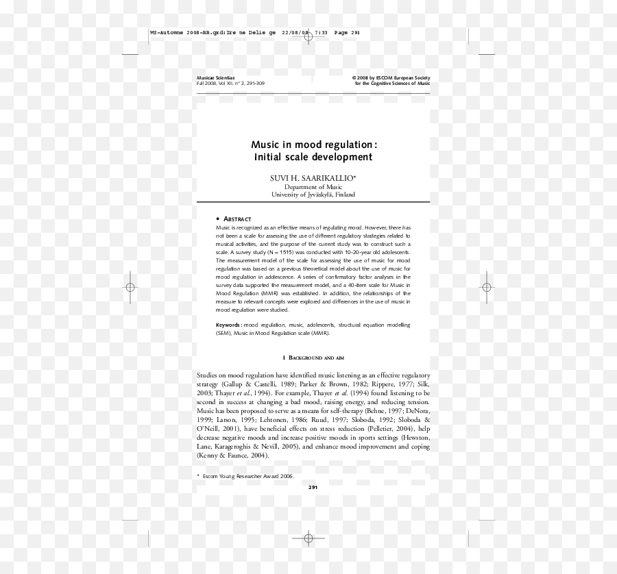 Pdf Music In Mood Regulation Initial Scale Development - Empty Emoji,Music Scales And Emotions