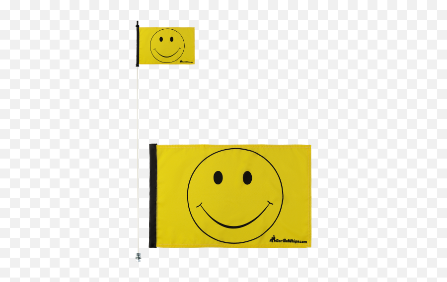 Yellow Smiley Face 12 X 18 Safety Flag W Black Or White 14 X 6u0027 Whip - Happy Emoji,W Emoticon