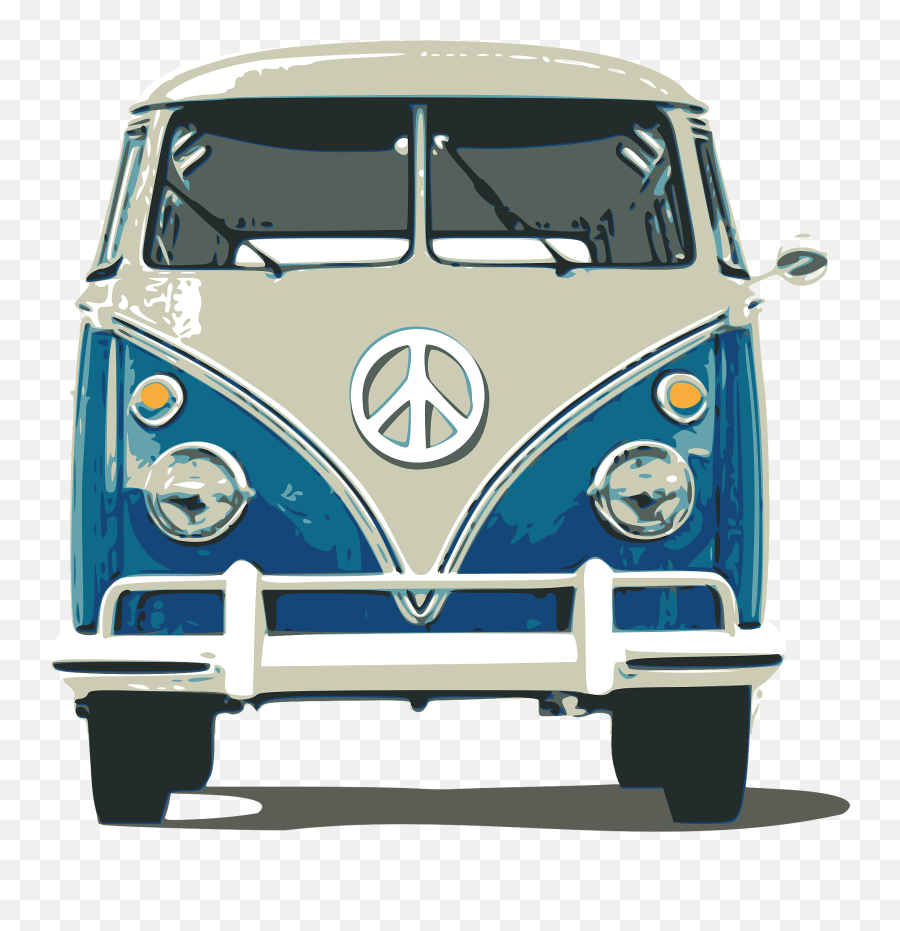 Tan And Blue Volkswagen Van Clipart - Vw Bulli Clipart Emoji,Vw Hippie Emoji