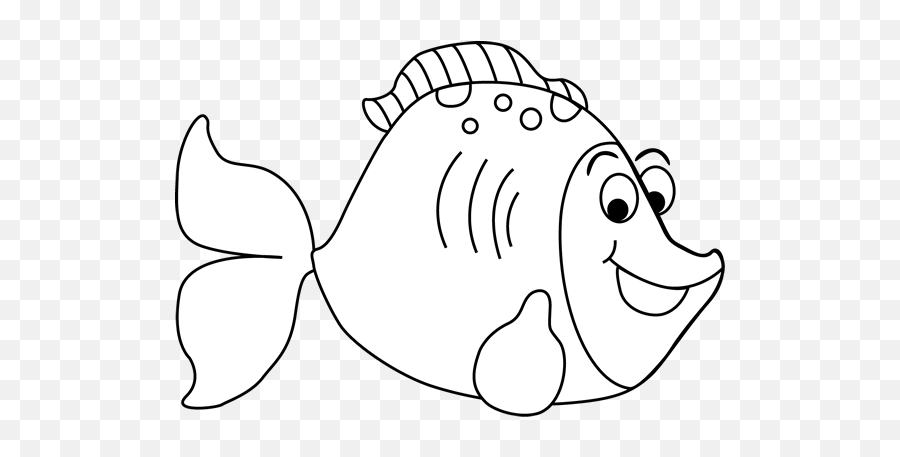 Cute Cartoon Clipart Black And White - Cartoon Fish On A Black Background Emoji,White Fish Emoji