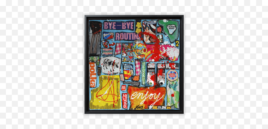 Large Paintings Bye Bye Routine - Picture Frame Emoji,Emotion Paint Cans Art