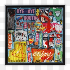 Large Paintings Bye Bye Routine - Picture Frame Emoji,Emotion Paint Cans Art