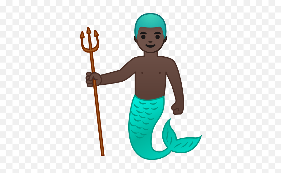 Merman Emoji With Dark Skin Tone - Merman Png Cartoon,Mermaid Emoji