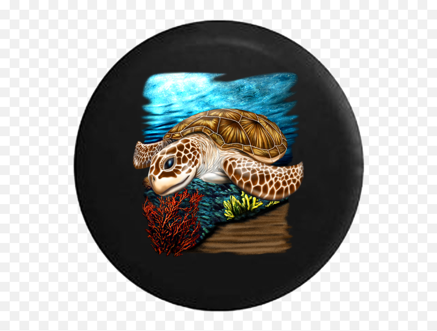 Jeep Wrangler Tire Cover With Sea - Sea Turtle Tshirt Design Emoji,Fb Turtle Emoticon