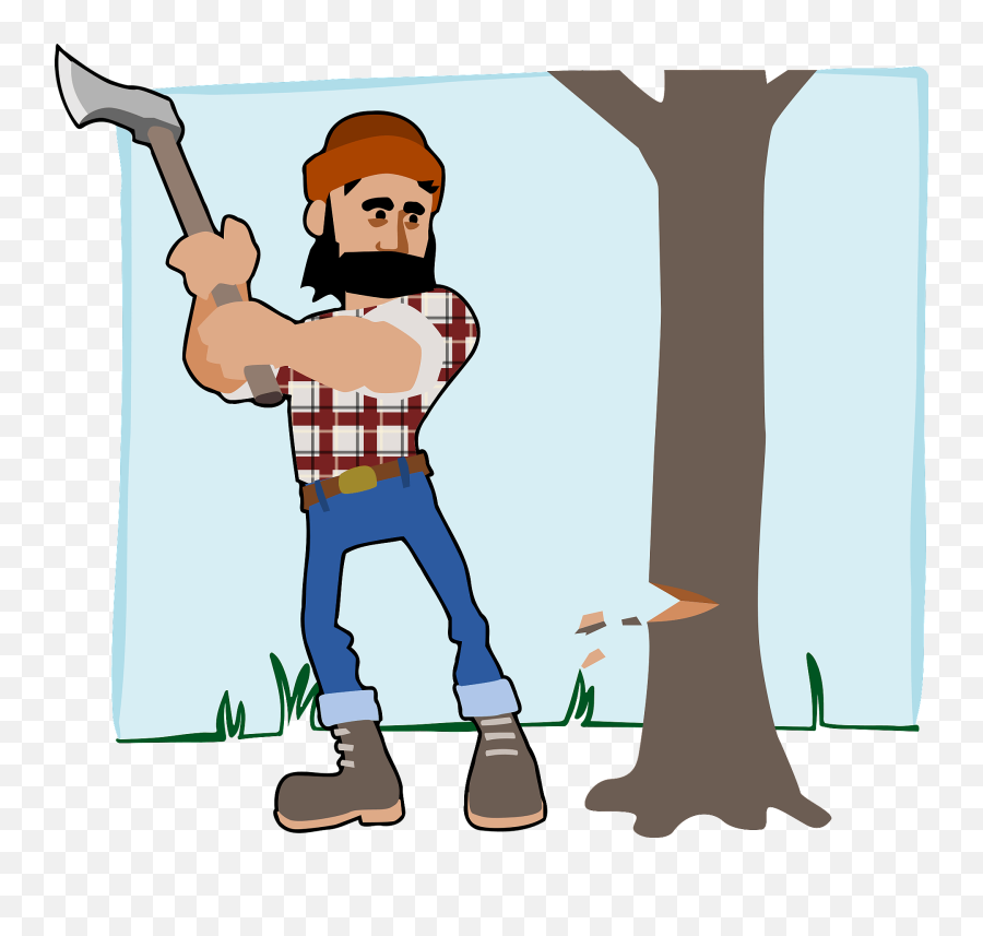 Lumberjack Emoji - Clip Art Library Man Cutting Tree Clipart,Blindfold Emoji