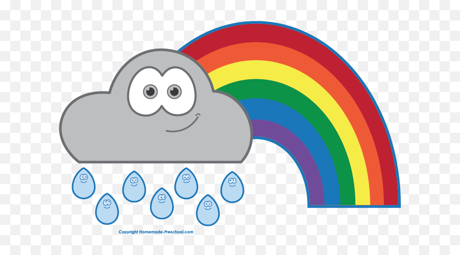 Free Rain Clipart - Smiling Rain Cloud With Rainbow Emoji,Smiling Emoticon With Rain Cloud