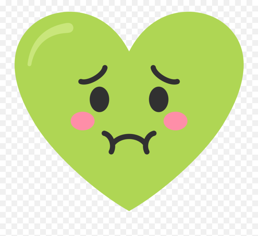 Puking Green Heart - Love Clipart Full Size Clipart Green Heart With Face Clipart Emoji,Where Is The Puking Emoji