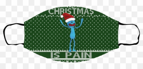 Mr Meeseeks Christmas Is Pain Ugly Christmas Face Mask - Q Emoji,Pickleball Emoji'