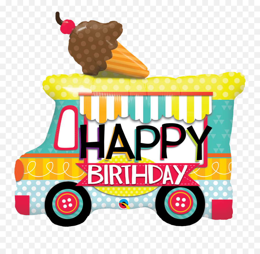 Happy Birthday Ice Cream Truck Mylar - Happy Birthday Ice Cream Sundae Clipart Emoji,Happy Birthday Emoticon Text Art