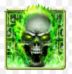 Green Flame Skull Keyboard Theme - Creepy Emoji,Guess The Emoji Skull Water Skull