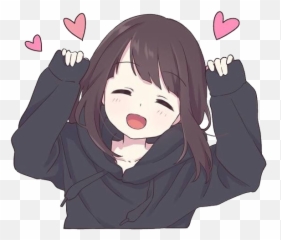Anime Animegirl Girl Cute Sticker By Rose - Anime Girl With Heart Emoji,Cute Anime Emoji