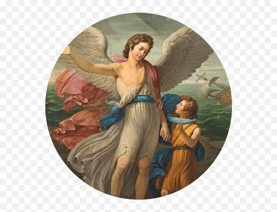 Archangels - Painting Of Archangel Raphael And Tobias Emoji,Muriel Angel Emotions