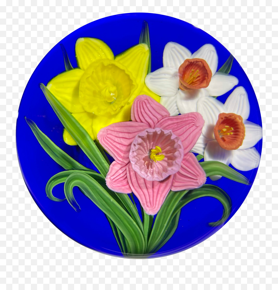 Signed Steven Lundberg 1999 Magnum Torchwork Daffodil Emoji,Daffodil Pink Emotion