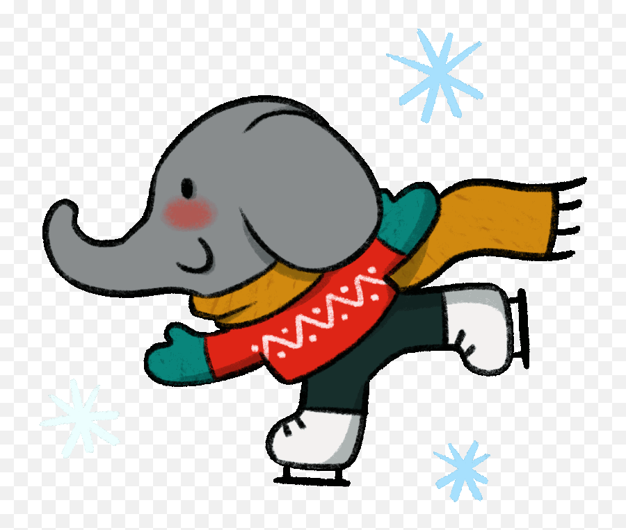 Ice Skating Cute Elephant Clip Art - Cloudygif Animal Ice Skating Transparent Gif Emoji,Ice Skating Emoji