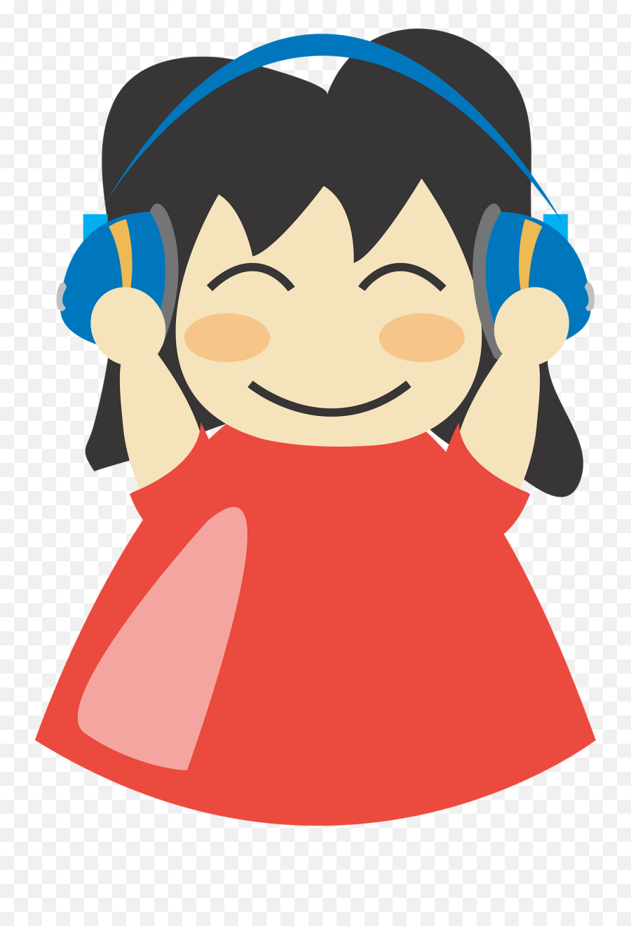 Black Haired Girl With Red Dress Headphones Clipart Free - Wearing Headphones For Just An Hour Could Increase The Bacteria In Your Ear By 700 Times Emoji,Red Dress Dancing Emoji