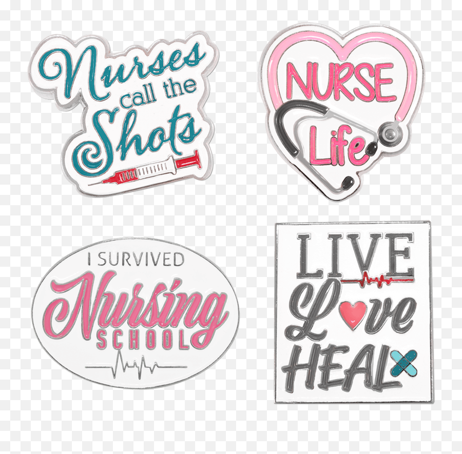 Nurse Life 4 - Pin Set Pinmart Girly Emoji,Silver Medal Emoji Twitter