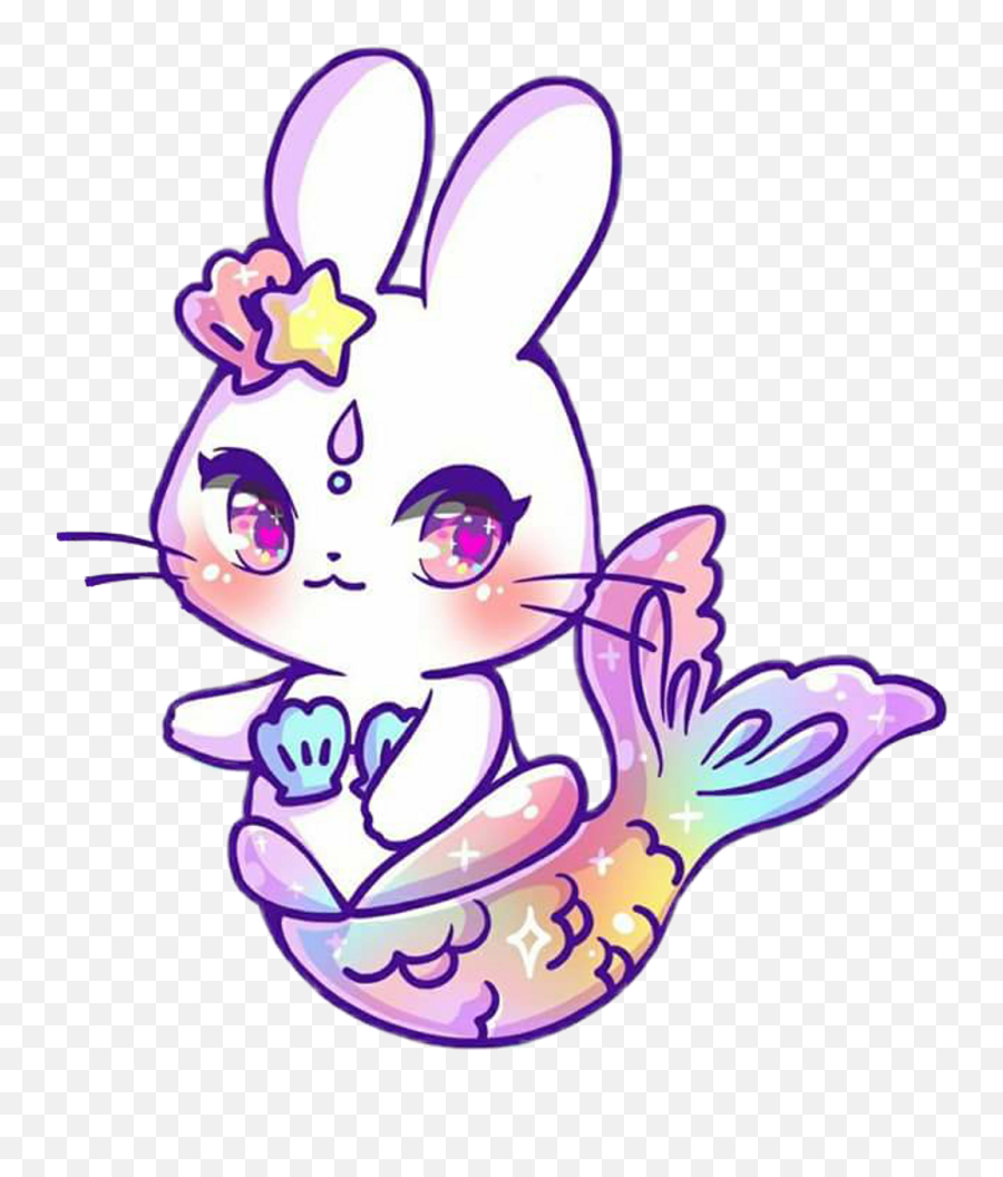 Jenniillustrations Sticker - M Jenni Clipart Full Size Cute Kawaii Bunny Mermaid Emoji,Emoji Keychain Brandy Melville