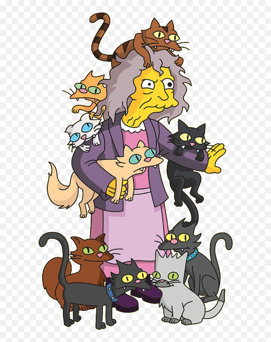 Crazy cat lady. Crazy Cat Lady Simpsons. Сумасшедшая с кошками из Симпсонов. Cat Lady Simpsons. Женщина с кошками из Симпсонов.