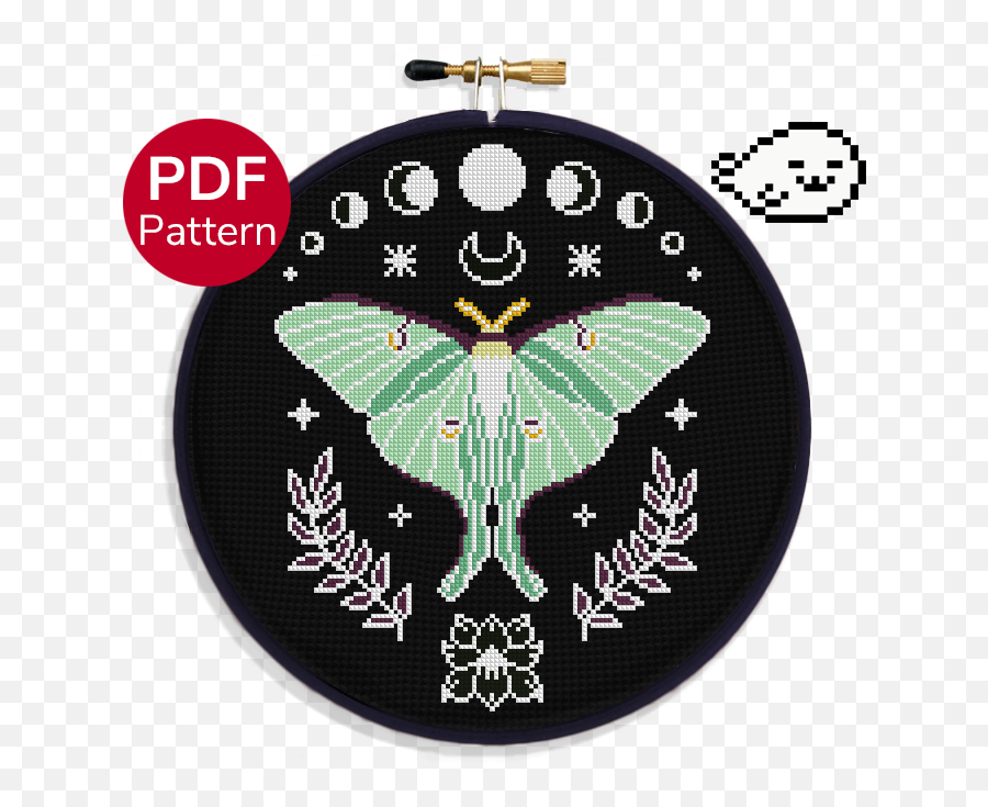 Mystical Luna Moth - Cross Stitch Pattern Emoji,Stitches Emoji