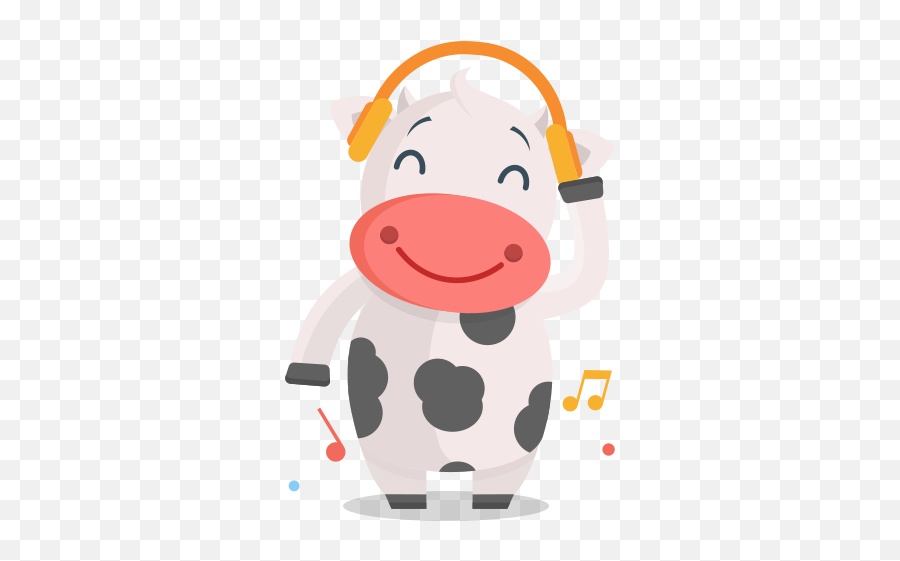 Music Stickers - Sick Cow Cartoon Emoji,Music Emotion Cartoon