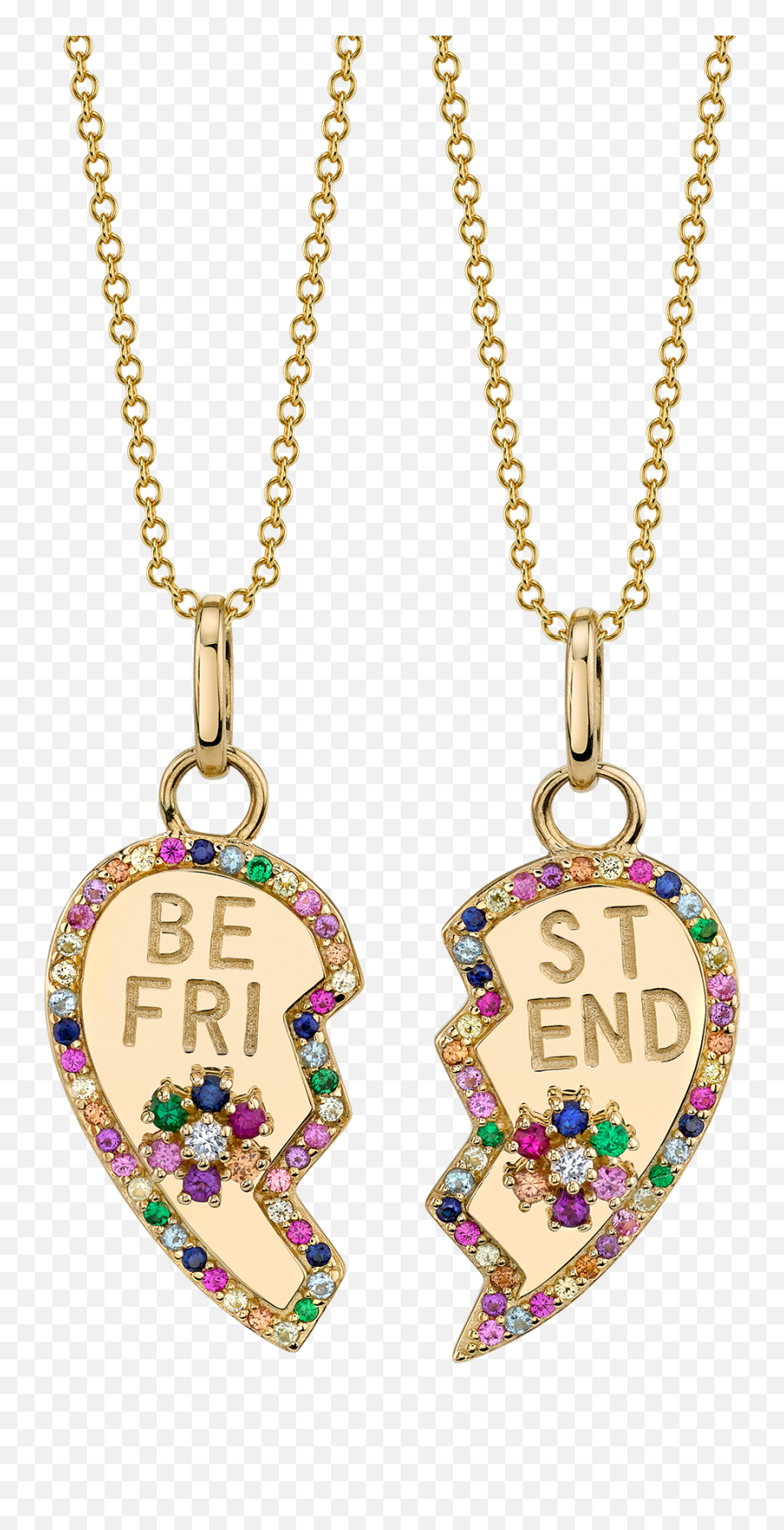 Best Friend Heart And Flower Pendant - Bff Necklace Heart Emoji,Cute Best Frieds Emojis Neckclase