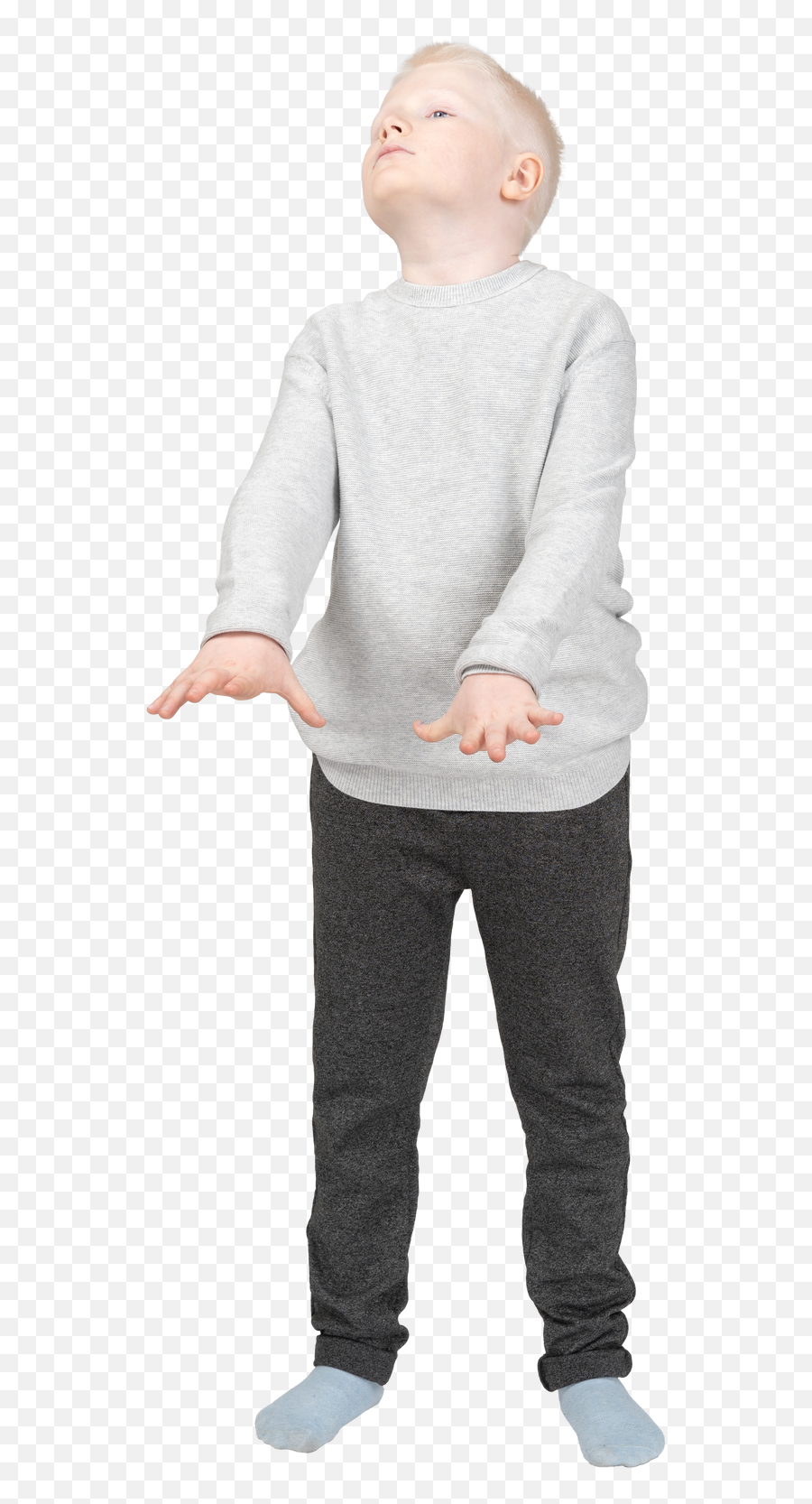 Front View Of A Blond Little Boy Standing Still And Looking Emoji,Arms Up And Down Emoji
