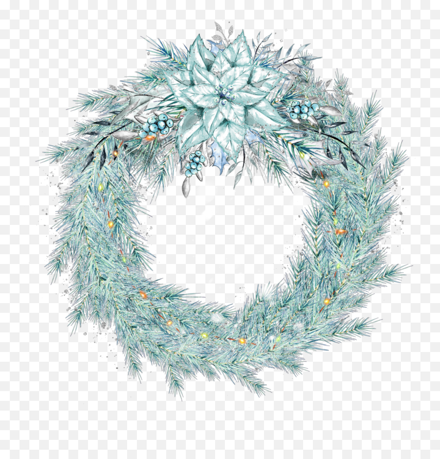 Ftestickers Christmas Wreath Lights Sticker By Pennyann - Transparent Background Blue Wreath Png Christmas Emoji,Christmas Reef Emoji
