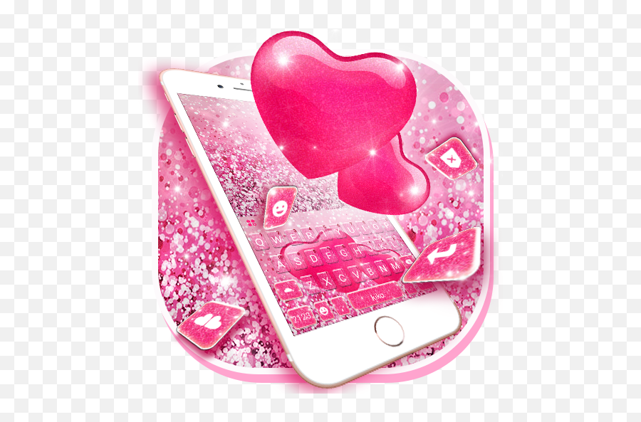 Shiny Pink Hearts Keyboard Theme - Apps Op Google Play Girly Emoji,Pink Heart Emoji Copy And Paste