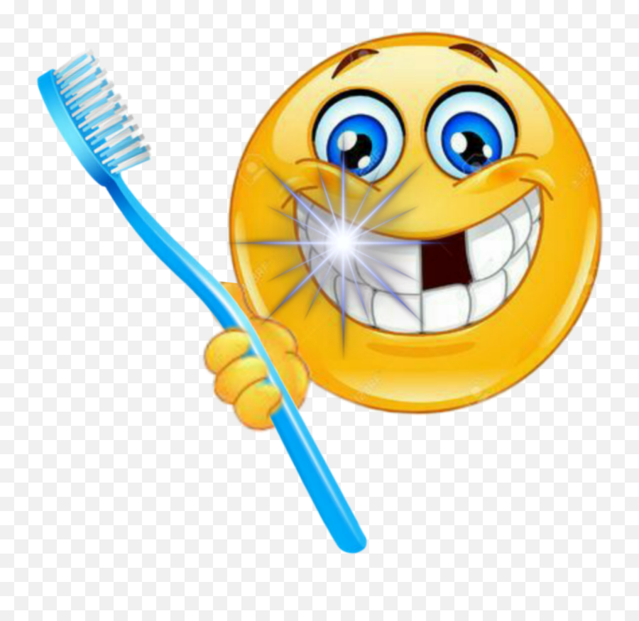 Emoticon Emoji Toothbrush Smile Sticker - National Smile Power Day,Toothbrush Emoji