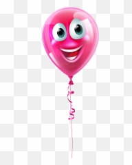 Pink Balloon With Face Png Clipart - Balloon With Face Clipart Emoji,Birthday Emoticons