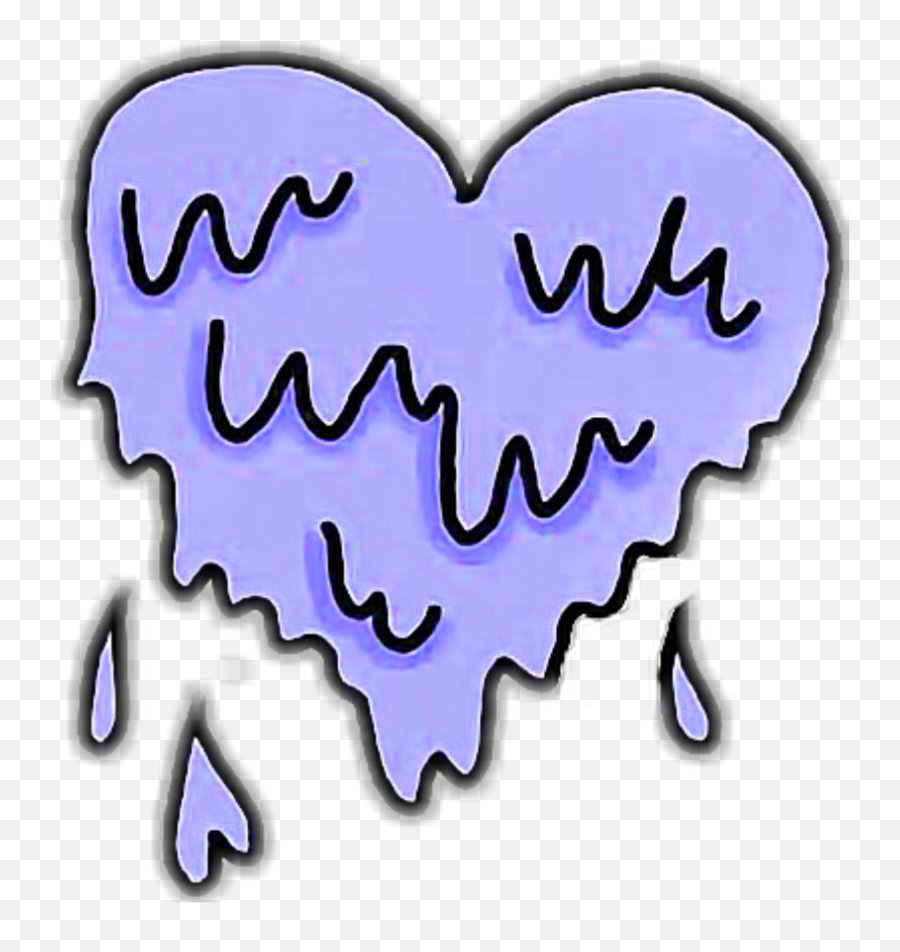 Heart Hearts Purple Blue Drip Dripping Tumblr Clipart - Sticker Overlays Tumblr Pink Emoji,Drawn Heart Emoji